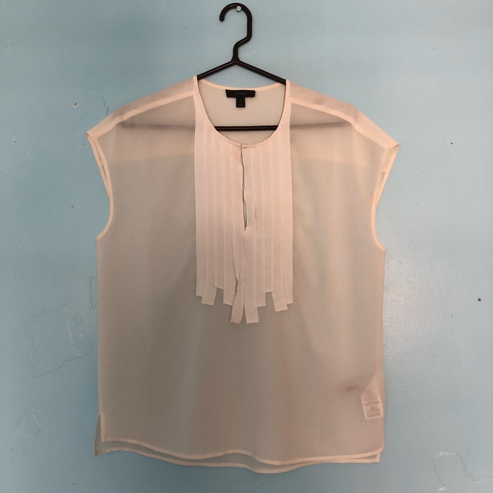 J Crew White Ribbon Shell